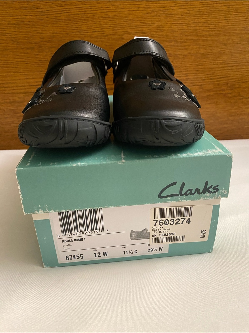 Clarks Kids Black Mary Jane Shoes - Hoola Game T size 12 WIDE